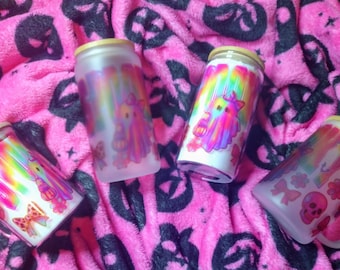 Custom Rainbow Pastel Cute Goth Cup or Mug – Choice of 16oz Frosted Mug, Frosted Cup, Clear Mug, or Clear Cup – Made to Order Drinkware