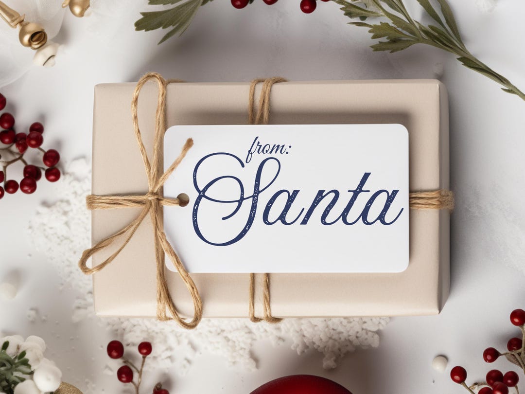 Vintage Santa Gift Tags: Elegant Script Printable Labels (PDF) - Etsy