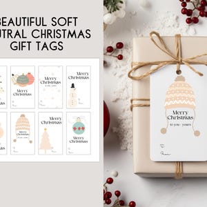 Etichette regalo Merry Christmas - bellissime etichette regalo morbide e neutre stampabili. Etichette comode e hygge per i regali di Natale. Download immediato!