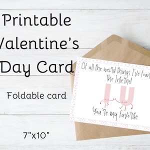 Tarjeta imprimible divertida de San Valentín para citas online - App de citas para parejas - Tarjeta de aniversario imprimible - Interior en blanco