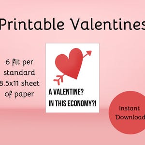 Imprimable Saint-Valentin drôle - Une Saint-Valentin dans cette économie ? ! | Jeu de cartes de Saint-Valentin à téléchargement immédiat | Saint-Valentin pour amis et partenaires