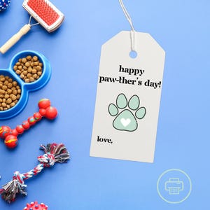 Etichetta regalo stampabile per la festa della zampa / Etichetta di ringraziamento per la festa del papà di un cane / Etichetta di apprezzamento per l'impronta della zampa degli amanti dei cani