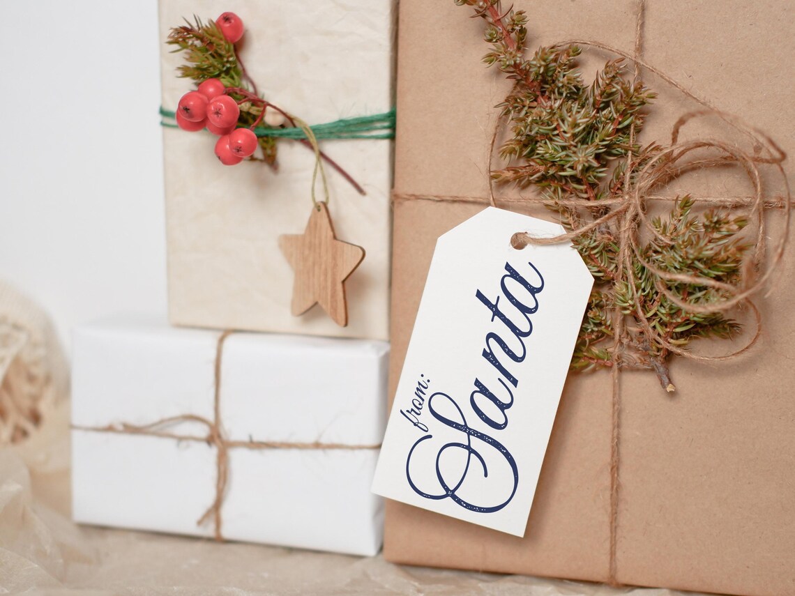 Vintage Santa Gift Tags: Elegant Script Printable Labels (PDF) - Etsy