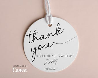 Tags bewerkbare huwelijksbedankjes: minimalistische kalligrafie bedankt (digitale download, canvasjabloon)