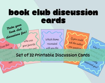 Book Club Discussion Cards: 32 Colorful Reading Prompts (PDF)