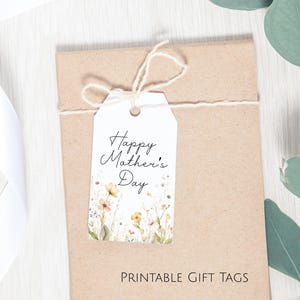 Druckbare Mutter-Tag-Tags | Blumen Aquarell Botanische Geschenkanhänger für Mama | DIY Muttertagsgeschenk Etiketten | Sofortiger Download zum Ausdrucken