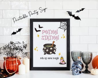 Potion Station Halloween Sign: Spooky Cocktails Bar Printable (Digital Download)