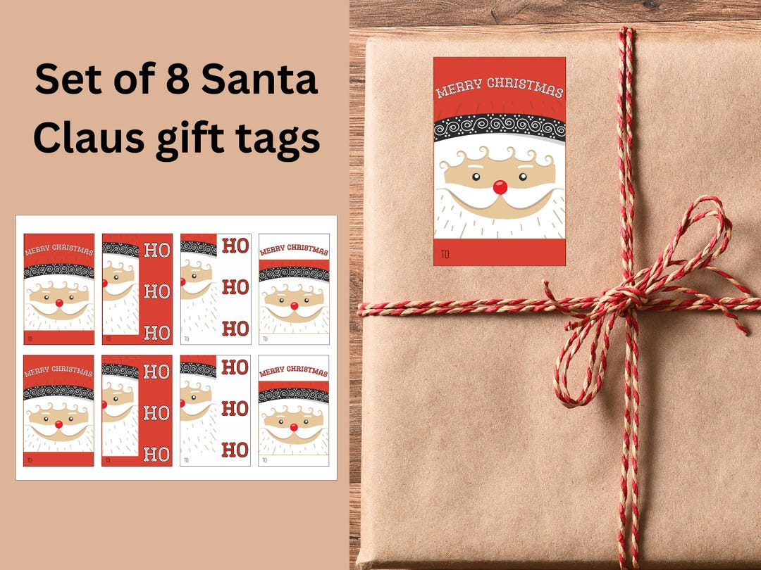 Santa Claus Christmas Gift Tag Set. Four Beautiful Designs Featuring — free download