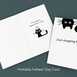 Druckbare Katzen Vatertags Karte | Lustiger Katzen-Liebhaber Happy Dad's Day | Niedliche schwarze Katze Minimalistische druckbare Vatertagskarte