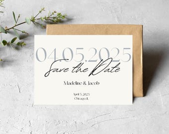 Save the Date kaart modern minimalistisch canvas sjabloon afdrukbare huwelijksaankondiging Instant Download bruiloft briefpapier