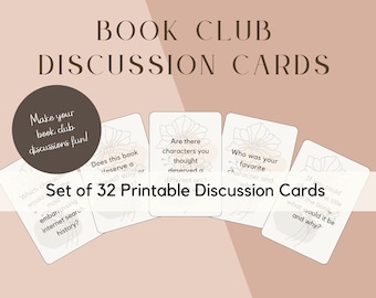 Book Club Discussion Cards: 32 Printable Conversation Starters (PDF)
