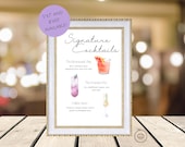Signature Cocktails Sign for Retirement Party, Printable Party Bar Menu