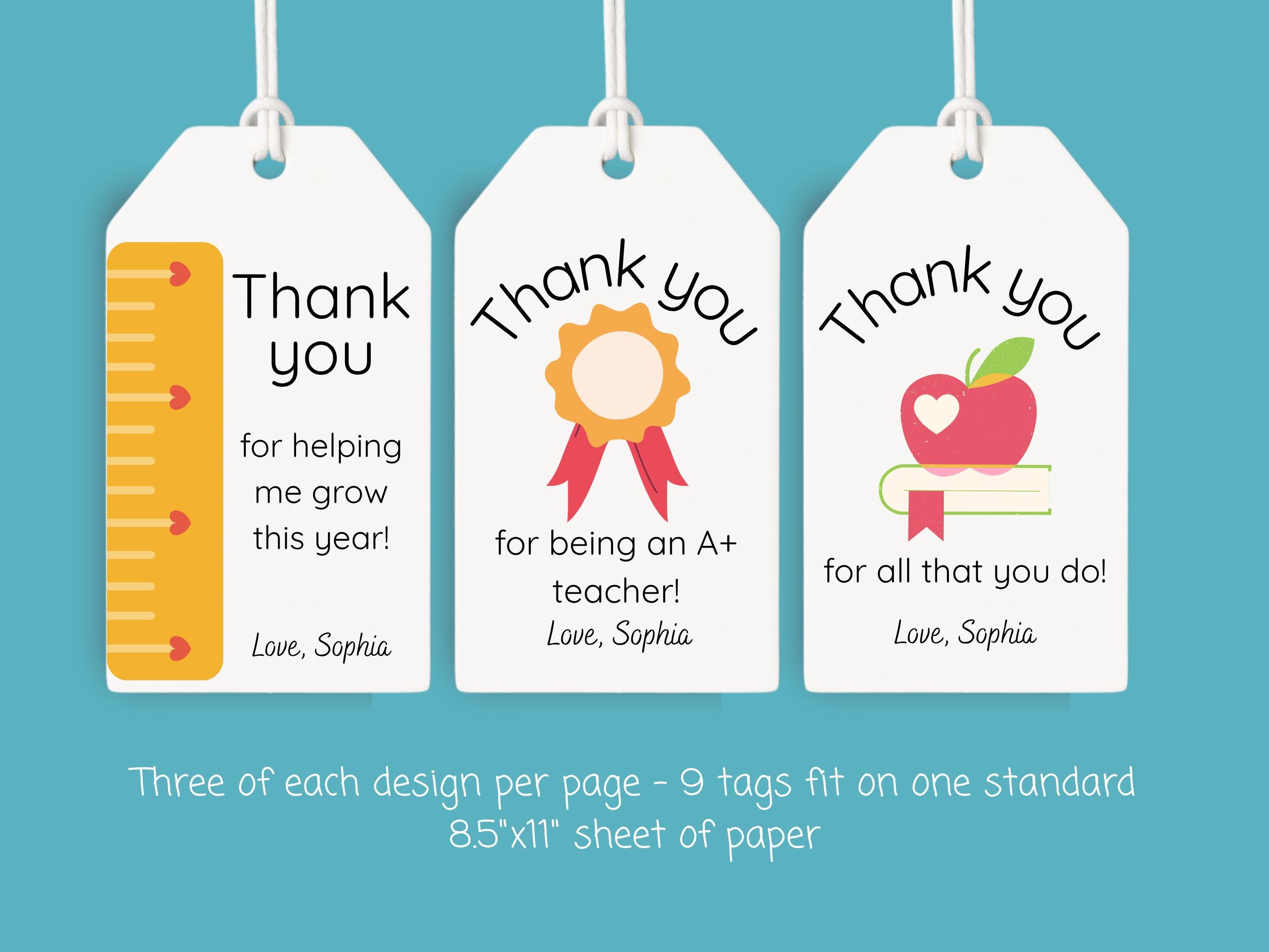 Printable Teacher Thank You Gift Tags | Customizable Canva Template ...