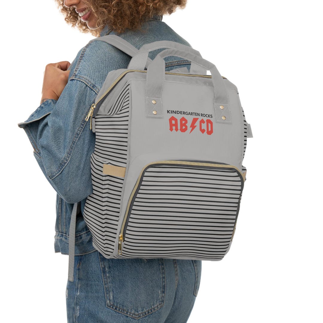 Backpack Kindergarten Rocks ABCD Design Gray With Black Stripes - Etsy