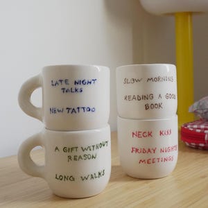Handgjord keramisk mugg med citat, personlig keramikkaffekopp