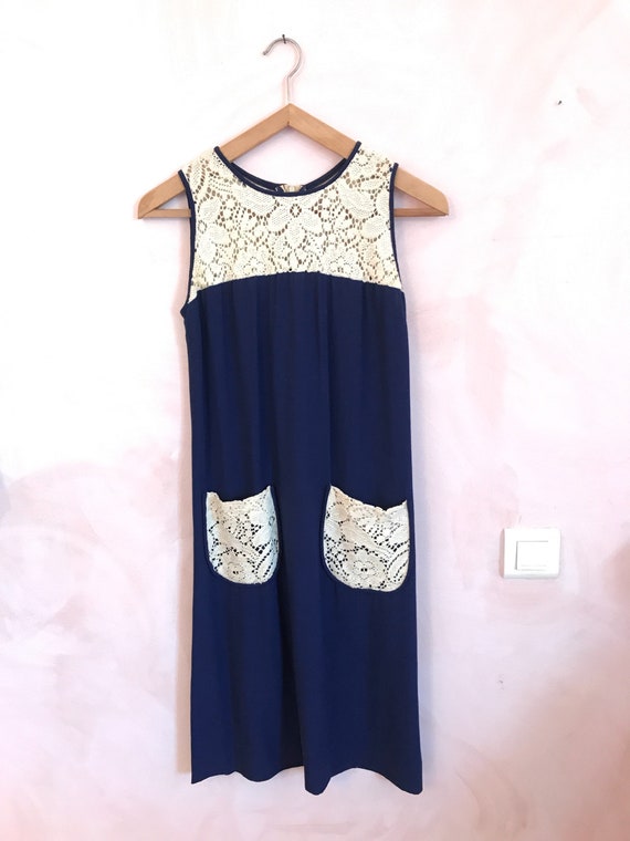 Robe bleue marine années 60