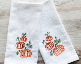 Embroidered Napkins - Pumpkin Napkins - Thanksgiving Napkins - Fall Decor - Kitchen Linens - Dinner Napkins - Halloween Decor