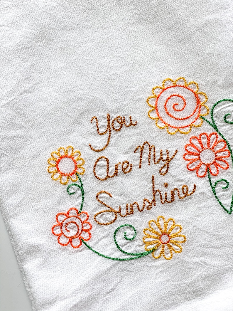 Embroidered Kitchen Towel You Are My Sunshine Home Decor Etsy