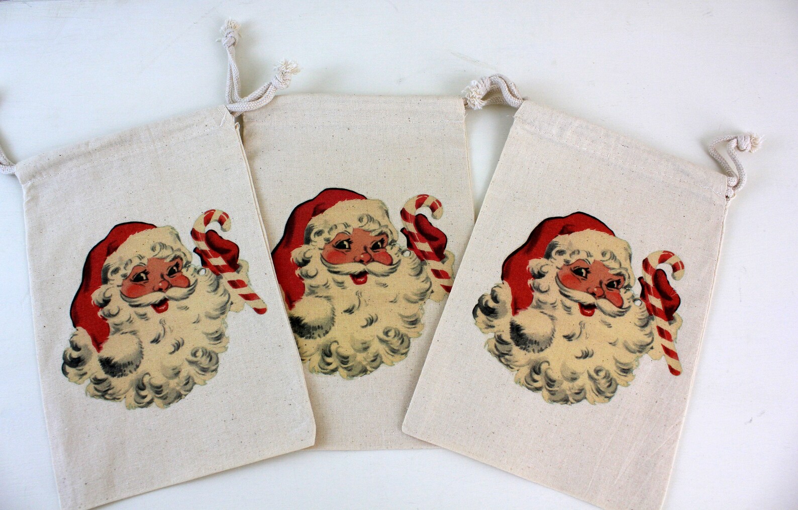Vintage Inspired Santa Gift Bag Christmas Gift Bag Etsy