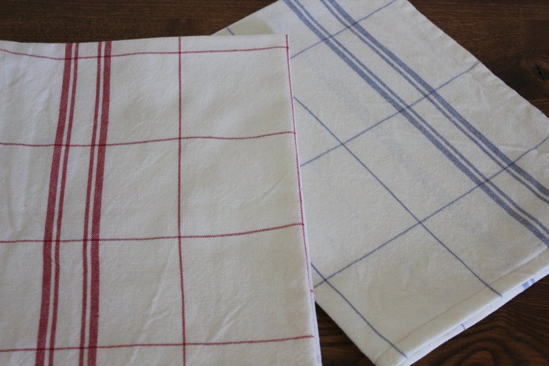 Red or Country Blue Plaid Kitchen Towel Farmhouse Cotton Kitchen Towel Kitchen Linens image 3