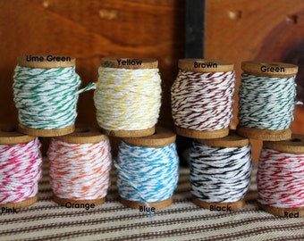 Wood Spools of Baker's Twine - Colored Twine - Craft Twine - String