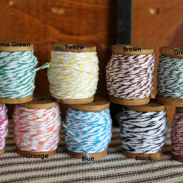 Wood Spools of Baker's Twine - Colored Twine - Craft Twine - String