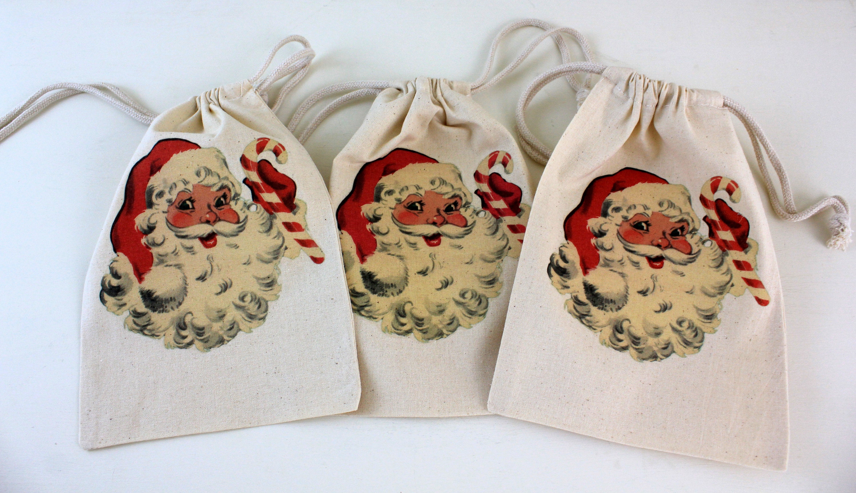 Vintage Inspired Santa Gift Bag Christmas Gift Bag Etsy