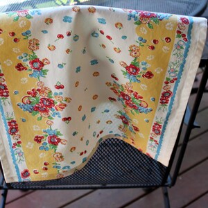 Floral Dish Towel in Granny's Garden Print Cotton Tea Towel Retro Print Kitchen Towel image 2