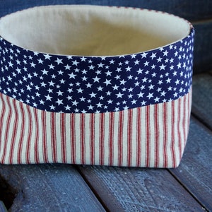 Stars and Stripes Patriotic Storage Basket - Storage Bin - Gift Basket - Kitchen Storage - Picnic Storage