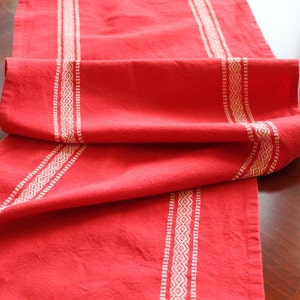 Table Runner - Scandinavian Red Striped - Farmhouse Table Runner - Christmas Decor - Scandinavian Table Runner