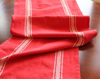 Table Runner - Scandinavian Red Striped - Farmhouse Table Runner - Christmas Decor - Scandinavian Table Runner