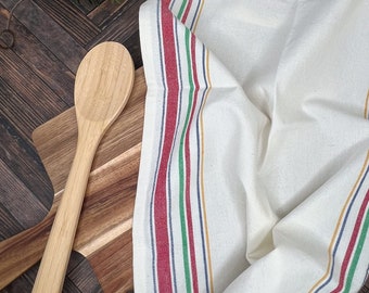 Striped Cotton Tea Towel - Kitchen Towel - Kitchen Decor - Old Fashioned Farmhouse Cotton Tea Towel