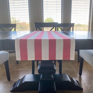 Farmhouse Striped Table Runner - Wide Red and White Table Runner - Farmhouse Decor - Rustic Table Runner - Christmas Decor
