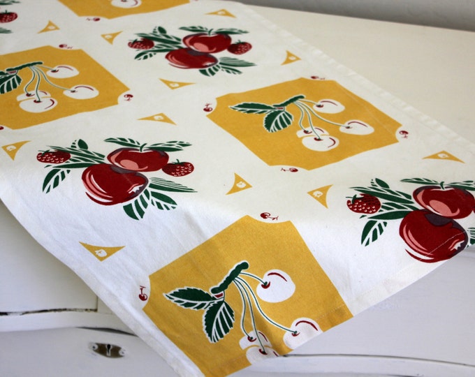 Kitchen Towel Cherry Dish Towel Yellow Cotton Towels Etsy