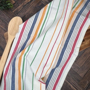 Retro Striped Cotton Tea Towel - Kitchen Towel - Kitchen Decor - 40&#39;s Style Cotton Tea Towel