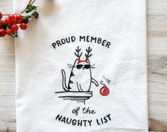 Christmas Cat Towel - Christmas Linens - Christmas Bathroom Towel - Humorous Cat Gift - Cat Lovers Gift - Christmas Decor