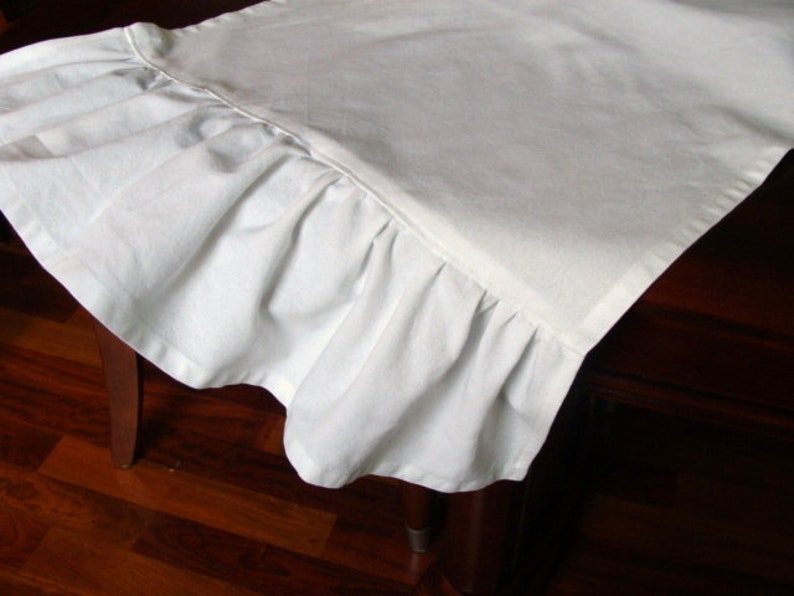 White Ruffled Cotton Table Runner Farmhouse Table Runner Etsy