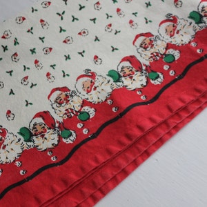 Cotton Christmas Tea Towel - Retro Santa Towel - Christmas Linens - Christmas Decor - Holiday Celebration