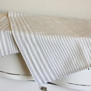 Striped Cotton Table Runner -  Cream and Gray - Striped Runner - Farmhouse Decor - Rustic Table Runner