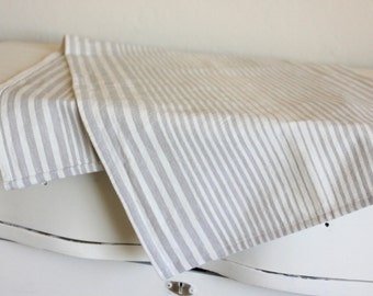 Striped Cotton Table Runner -  Cream and Gray - Striped Runner - Farmhouse Decor - Rustic Table Runner