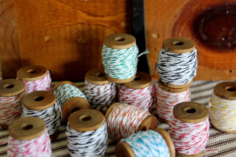 Wood Spools of Baker's Twine Colored Twine Craft Twine image 2