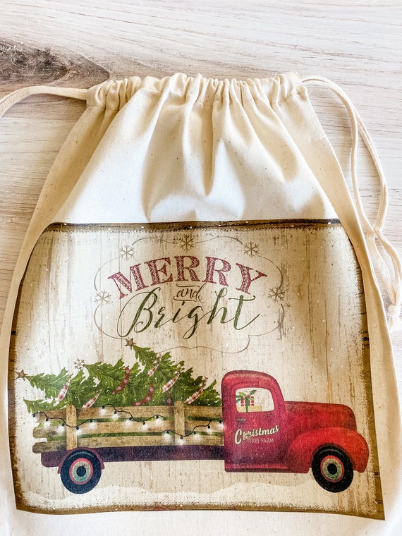 Large Christmas Gift Bag Christmas Tree Delivery Truck Christmas