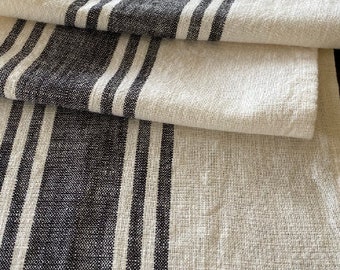 Striped Cotton Table Runner - Rustic Table Runner - Grain Sack Stripe Runner - Black Stripe Runner - Farmhouse Decor - Custom Table Runner