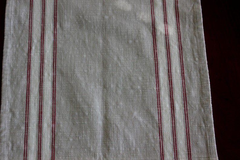 Striped Table Runner Flax With Natural and Scarlet Stripes - Etsy
