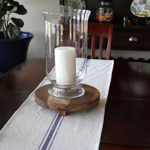 Farmhouse Table Runner -  Soft White & Blue Grain sack Stripe Runner - Farmhouse Decor - Cottage Table Runner - Rustic Table Runner