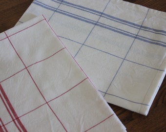 Red or Country Blue Plaid Kitchen Towel - Farmhouse Cotton Kitchen Towel - Kitchen Linens