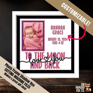 Regalo para bebé recién nacido SVG para máquina de corte, marco de fotos para anuncio de nacimiento, recuerdos en caja de sombras, regalo DIY para mamá, suministros para scrapbooking