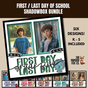 Schoolbundel eerste dag laatste dag fotolijstjes 3D svg-ontwerp, gelaagde aandenken gesneden bestand shadowbox, DIY gepersonaliseerde k-5 geheugenframeweergave