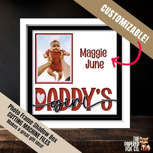 Cadre fille à papa, nouveau cadeau de naissance pour petite fille, SVG pour machine de découpe, souvenirs de boîte d'ombre, cadeau DIY pour papa, fournitures de scrapbooking