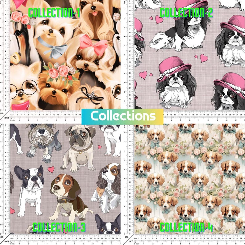 Dog Print Fabric by the Yard | I Love Dog, Adorable Canine, Playful ...